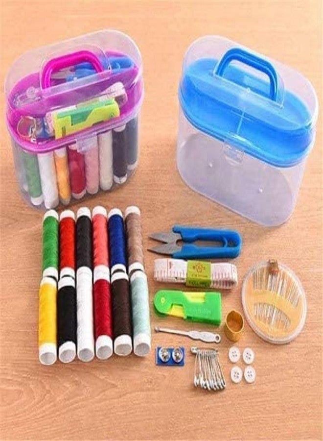 HEVIR Double Layer Portable Travel Sewing Kit Box with Color Needle Threads, Scissors, Pins - Compact Handwork Sewing Kit for On-The-Go Use - Practical All-Purpose Home Treasure Sewing Box - Image 2